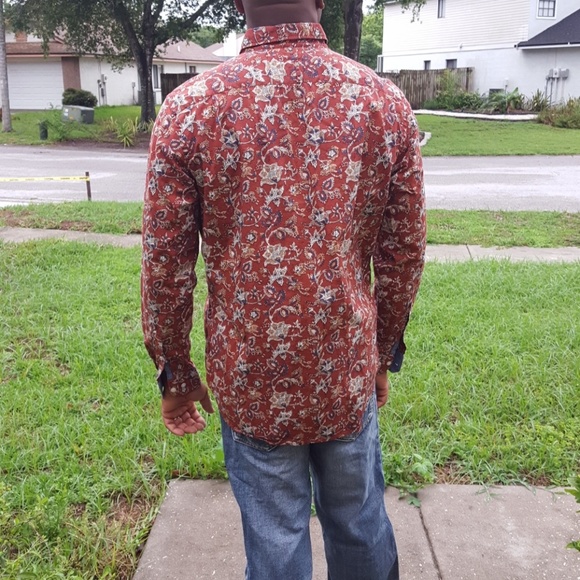 Men's Banana Republic Shirt Long Button Brown L - Picture 2 of 4